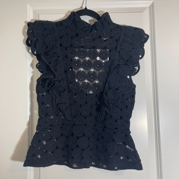 Chic H&M Flounce-Trimmed Crochet Top NWT - Picture 2 of 5